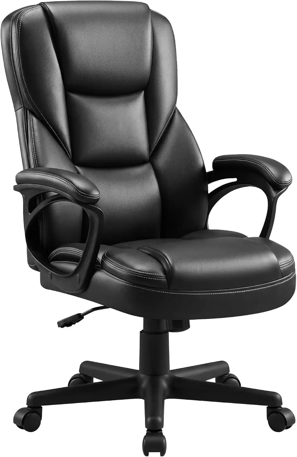 Managerial Executive Office Chair High Back PU Leather Ergonomic Desk Chair With Lumbar Support Reclining Computer Chair For Home Office Swivel Workstation Chair Black 1 Pack