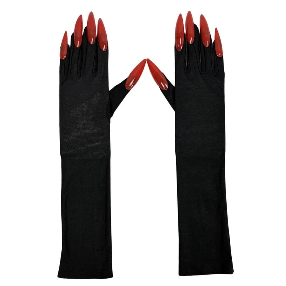 Fancy Props Halloween Cosplay Gloves Long Nails Solid Color Witch Cosplay Costume Long 43cm Ghost Claw Mittens Dress Up Gloves