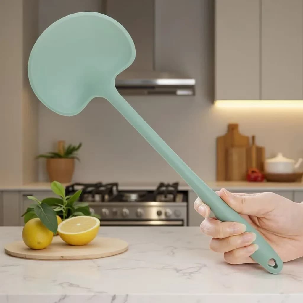 1 spatola in silicone a forma di fungo con manico lungo, spatola per padella antiaderente, spatola per soffriggere resistente alle alte temperature
