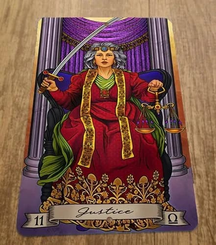 Tarot Card 11 Justice Artwork Metal Wall Sign