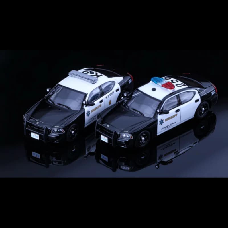 Rollin 1/64 LASD Los Angeles County Sheriff 08 Charger Set Regalo con Doppio Veicolo Modello in Scatola