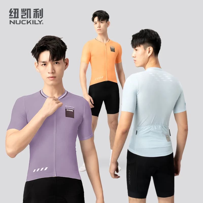 Kit da Ciclismo Estivo NUCKILY per Uomo, Maglia Ultra Leggera ad Asciugatura Rapida con Pantaloncini Imbottiti in Gel per Ciclismo su Strada e Mountain Bike