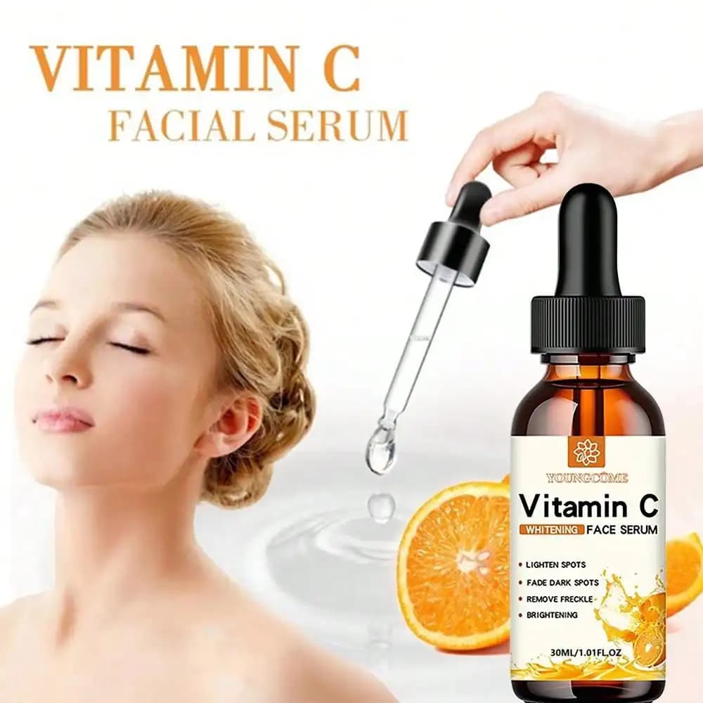 L'essenza per il viso alla vitamina C contiene acido ialuronico Rimozione macchie scure Riparazione idratante Essenza più giovane Cura della pelle del viso 30ml