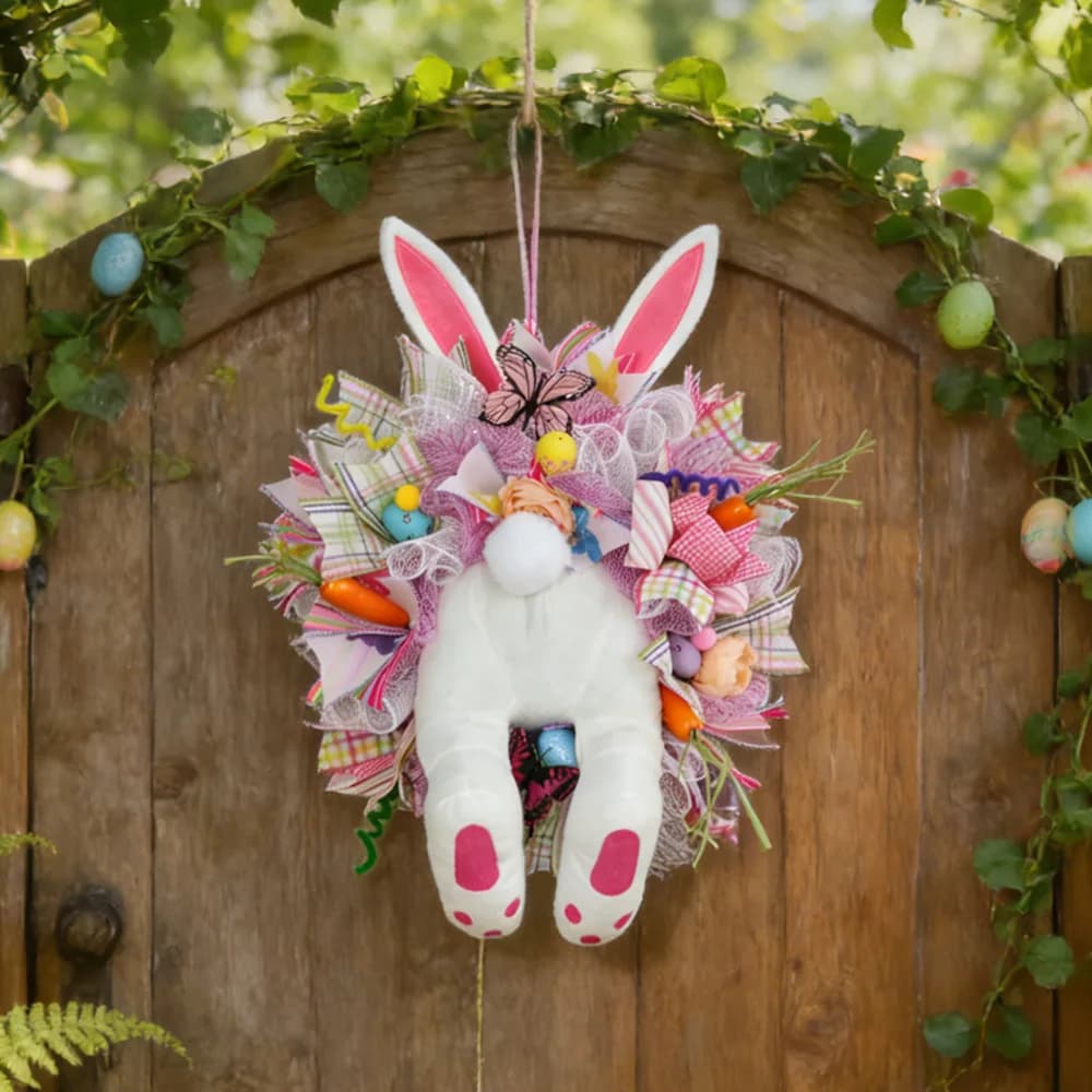 Paschal Rabbit Garland House Decoration Wall Window Oranments Rabbit Artificial Plants Flower garland Decoration for parties and festivals