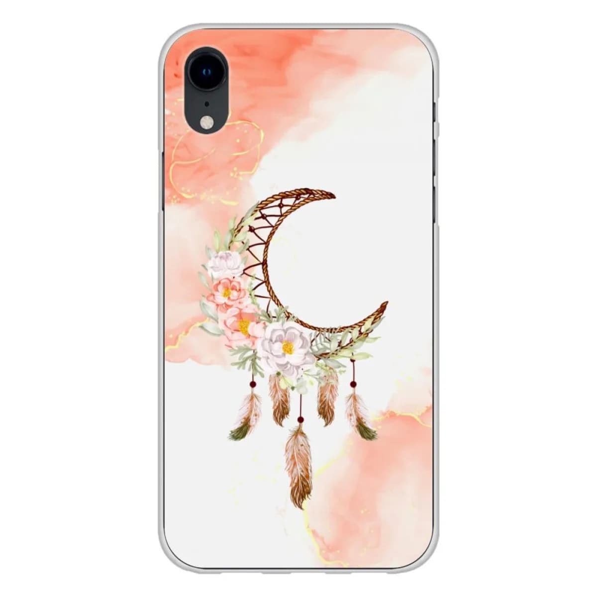 Vintage Flower Feather Crescent Dream Catcher Printed Phone Shell, Slim Anti-scratch Case For Girls Holiday Travel