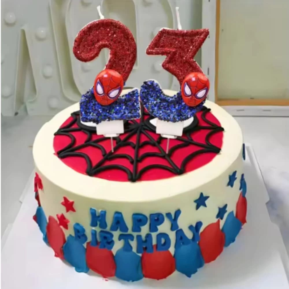 Candeline Numeriche Creative di Spider-Man con Glitter 0-9, Decorazioni Carine per Torte, Ideali per Compleanni di Bambini e Feste a Tema