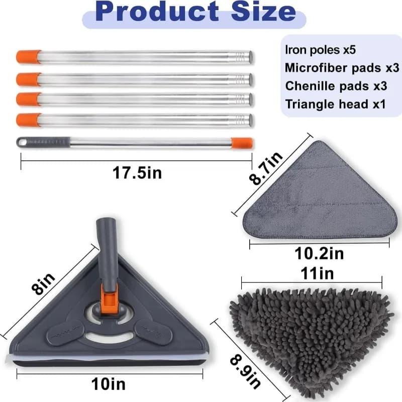 AT43-Adjustable Stainless Steel Steam Mop Featuring Ultrafine Fiber Cloth, 5 Section Design, 780G Weight