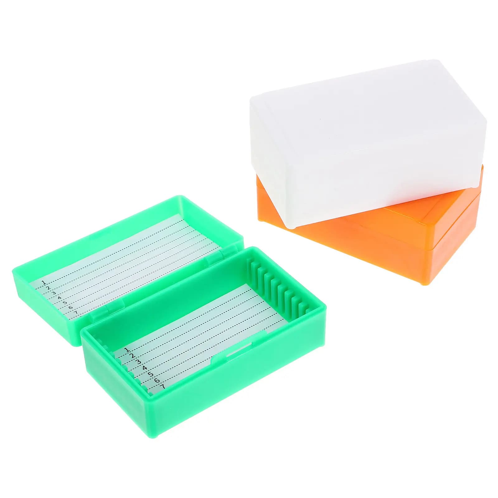 Set di 3 Contenitori Impilabili per Vetrini da Microscopio, Scatole Riutilizzabili in Plastica per Conservazione di Campioni, per Uso Didattico