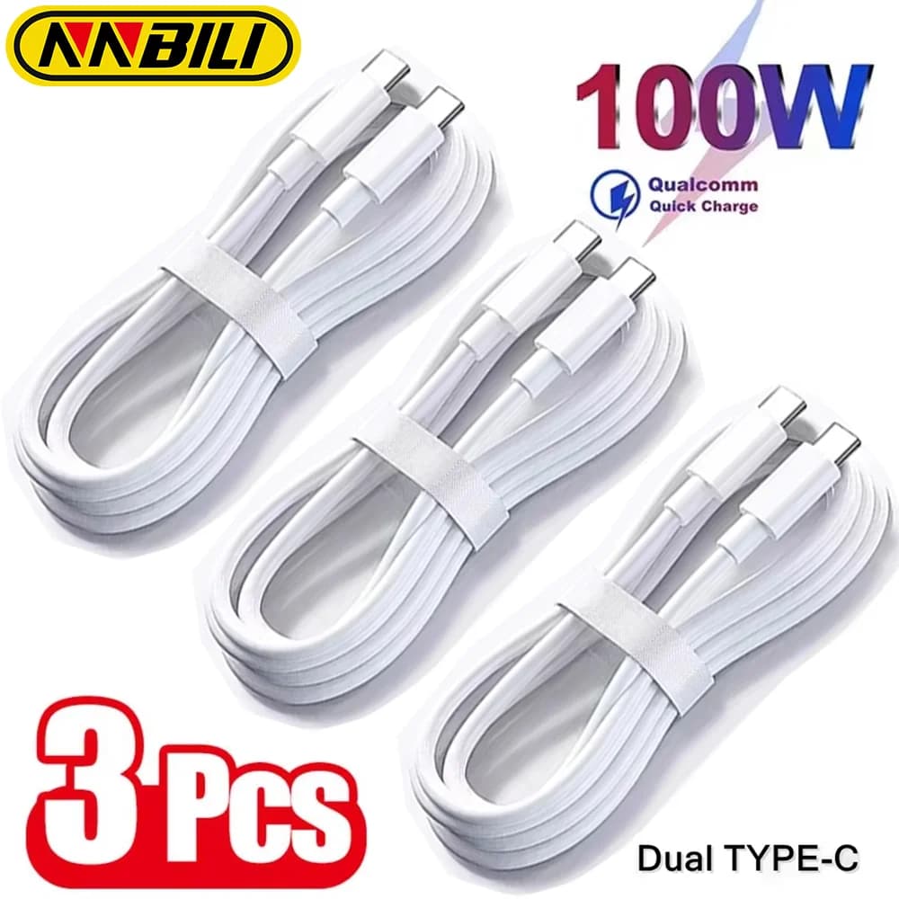 NNBILI 3 pezzi caricabatterie rapido universale da 100 W USB C a tipo C cavo di ricarica rapido cavo dati per Samsung HUAWEI Xiaomi USBC Cabl
