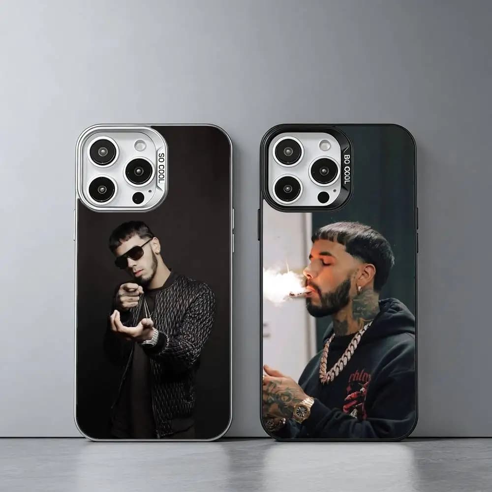 Cover per iPhone di A- Anuel AA, Compatibile con iPhone 17, 16, 15, 14, 13, 12, 11 Plus, Pro Max, XS, Cover Colorata Argento