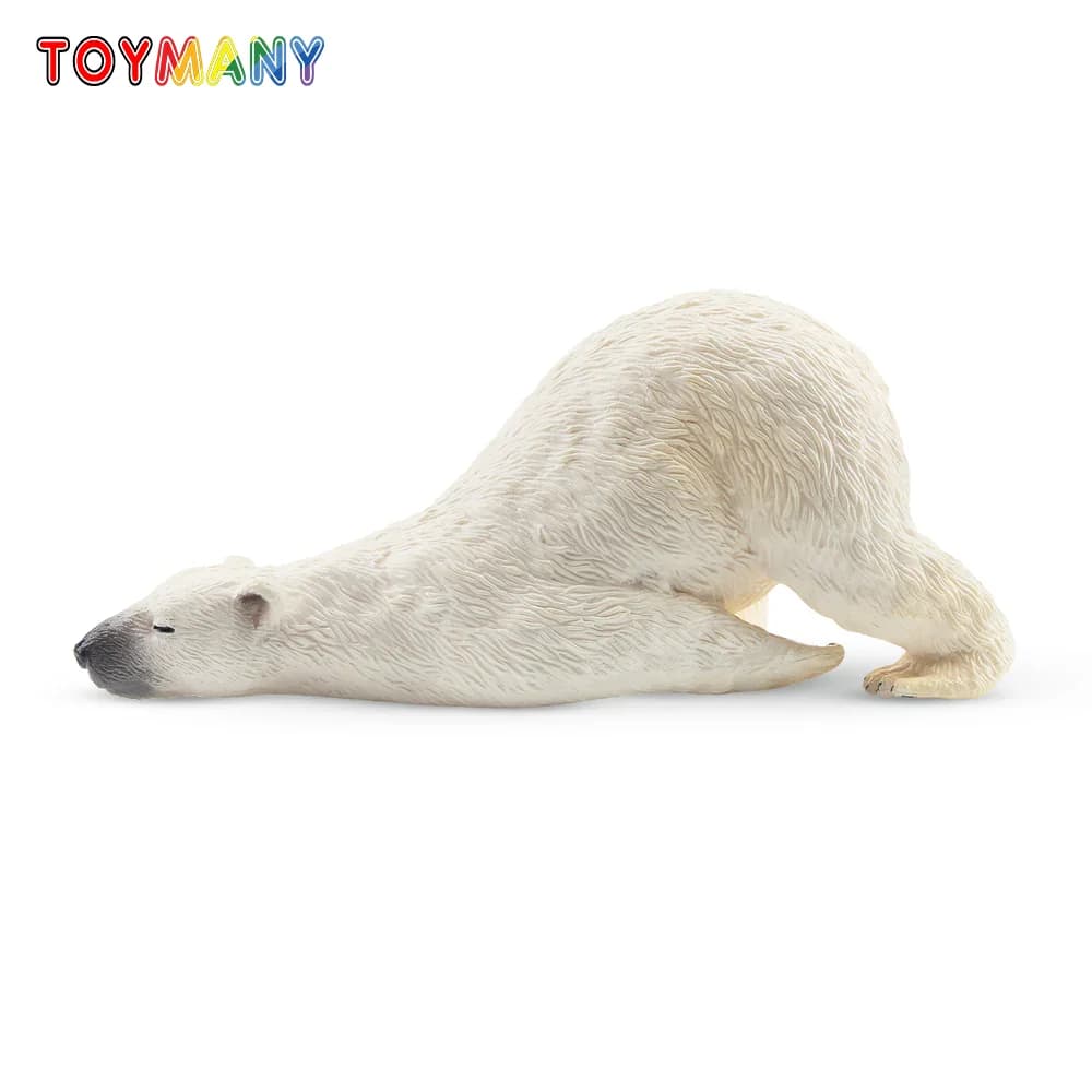 Toymany Simulazione sdraiata Orso polare adulto Modello animale Giocattolo Mini Figure Bambole Action Figurine Giocattoli per bambini Regalo