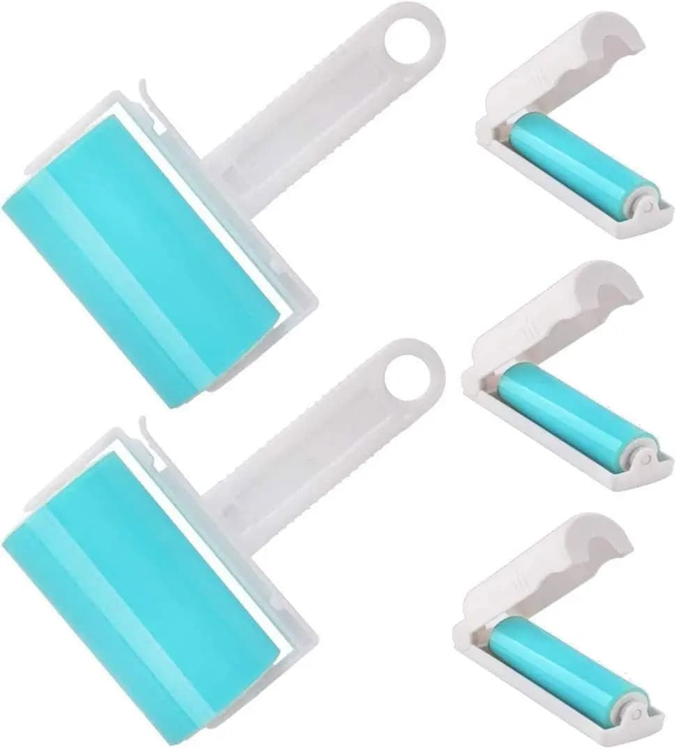 Reusable Sticky Lint Roller 5 Pack, 2 Large & 3 Mini, Washable Pet Hair Remover, Travel & Home