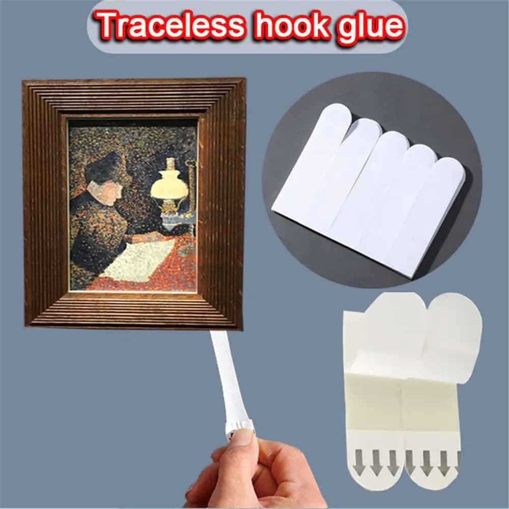 10/20/30/50PCS Strisce di nastro per cornice senza punzonatura Autoadesive Nessuna traccia Cornice Poster Gancio da parete Appendiabiti da parete