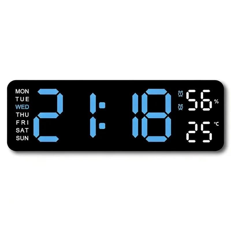 Digital Wall Clock: Large LED Display with Dual Alarm, Humidity, Auto-Dimming, Big Numbers Desk Clock Decor for Classroom Office Bedroom