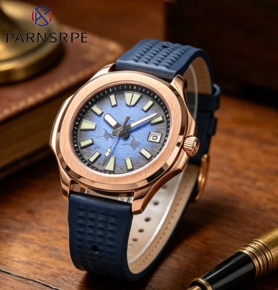 Orologio automatico da uomo con movimento meccanico NH35A, impermeabile, quadrante testurizzato in zaffiro, 42 mm
