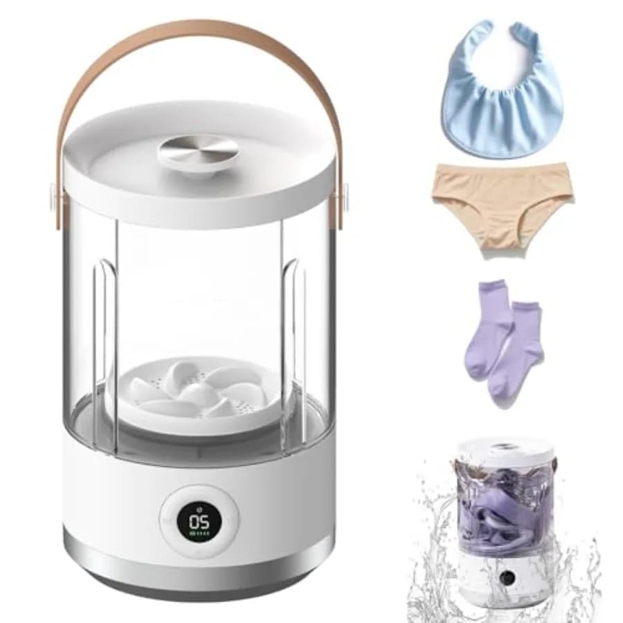 Portable Mini Washing Machine Compact Small Washer for Underwear Socks Baby Clothes Rechargeable Travel Washing Machine with 5/