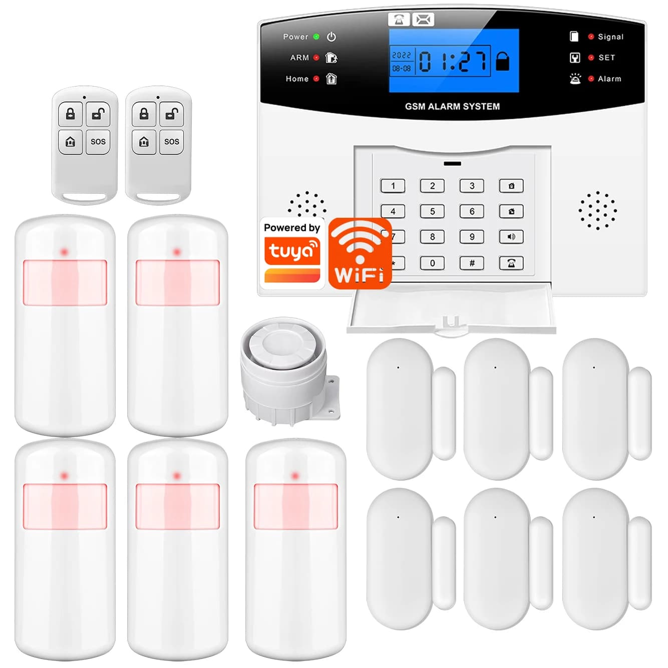 Sistema di Allarme Intelligente TY-500 2G GSM WiFi, Sistema di Sicurezza Domestica Wireless con Controllo APP, Compatibile con Alexa