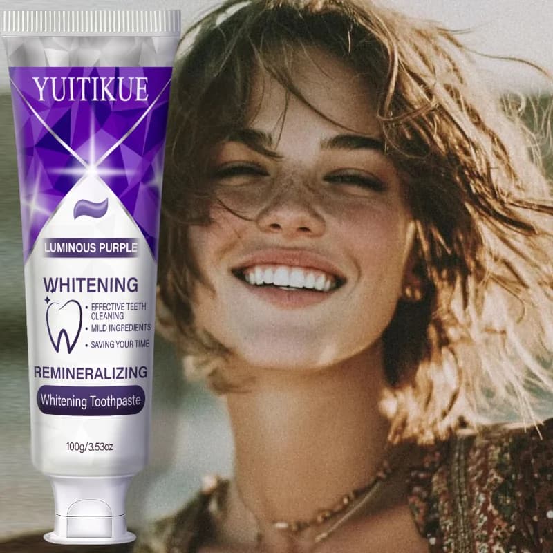 YUITIKUE Luminous Purple Whitening Toothpaste 100g, Remineralizing Formula with Mild Ingredients for Clean & Bright Teeth
