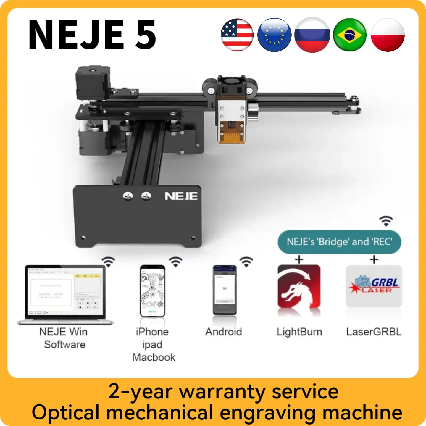 Macchina da taglio per legno 7W/12W NEJE 5 A40640/E40/E30/A40630 Macchina per incisione laser domestica portatile CNC ad alta precisione, spedizione veloce