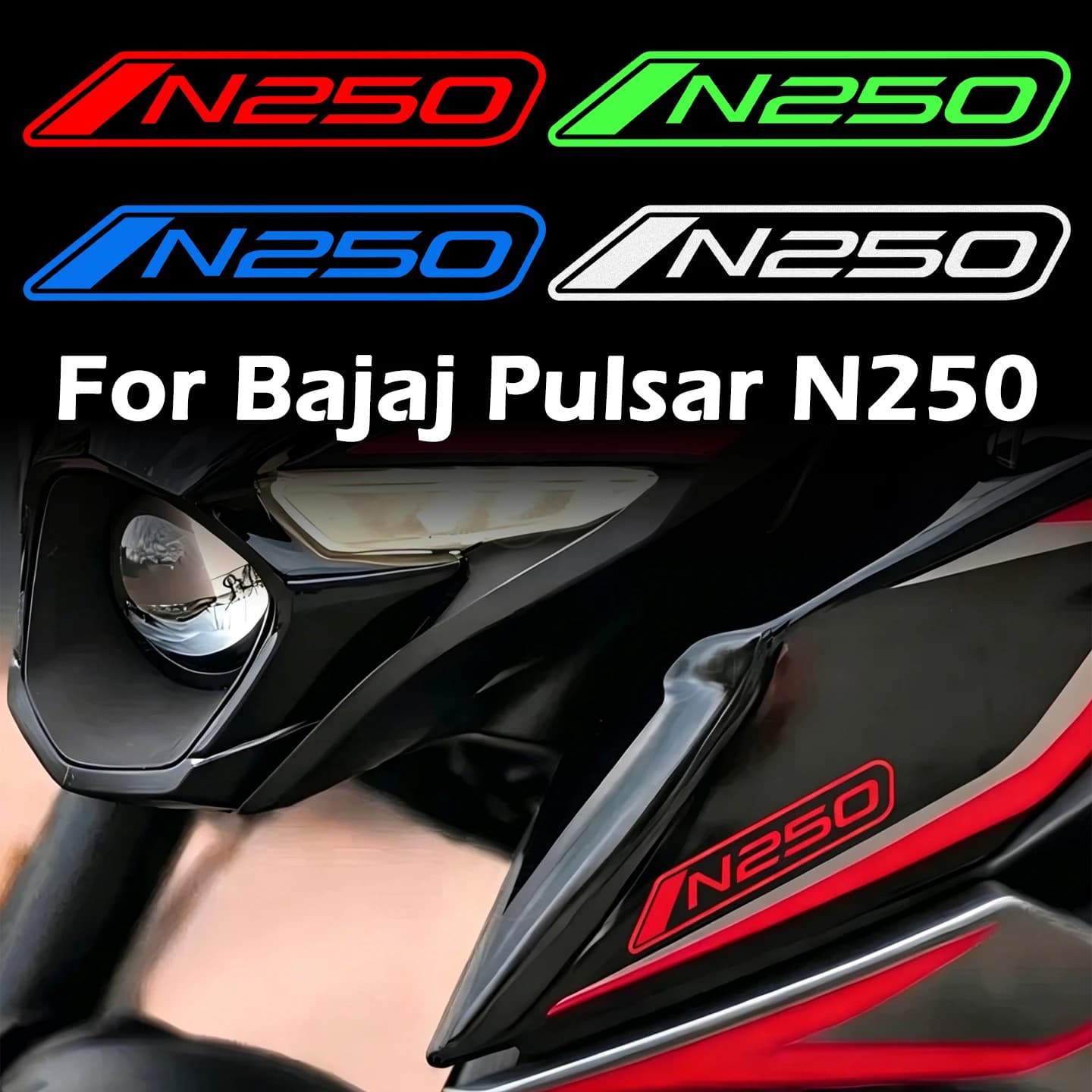 Adesivo Riflettente/Luminoso per Moto Bajaj Pulsar N250 250N N 250, Accessori in Vinile per Carrozzeria e Casco Moto