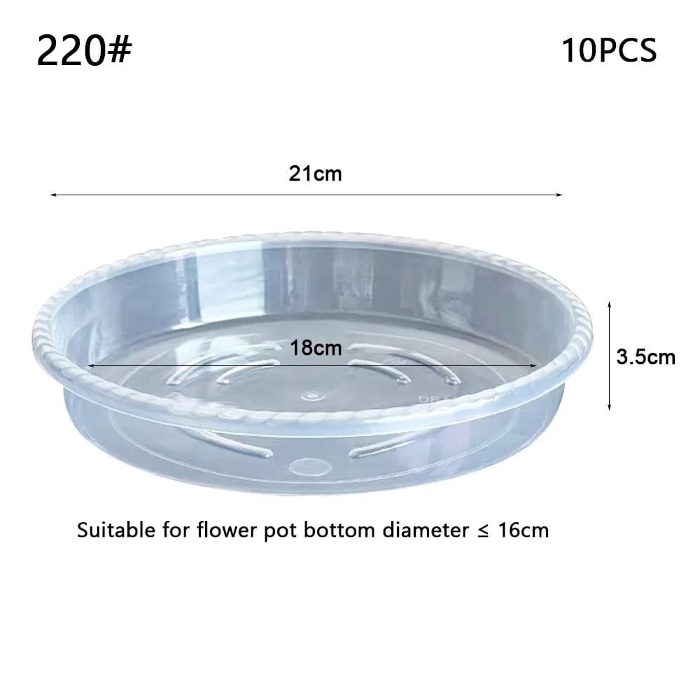 10 pcs. New Transparent Round Trays for Flower Jars, Table Suspenders, Garden Accessories, Trays Plastic Fittings for Home