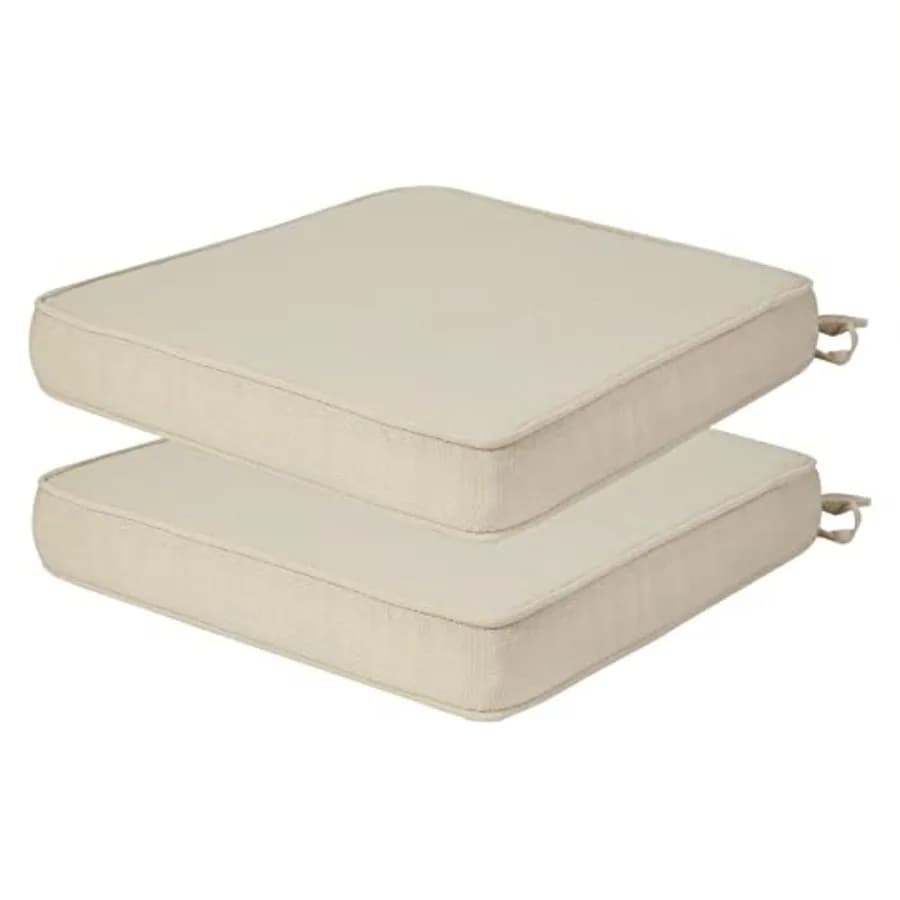 Cuscini per Sedie da Esterno 18x18 Pollici, Set di 2 Cuscini Resistenti all'Acqua con Lacci, Cuscino Quadrato per Seduta 18"x18"x2.5" per Sedie da Patio