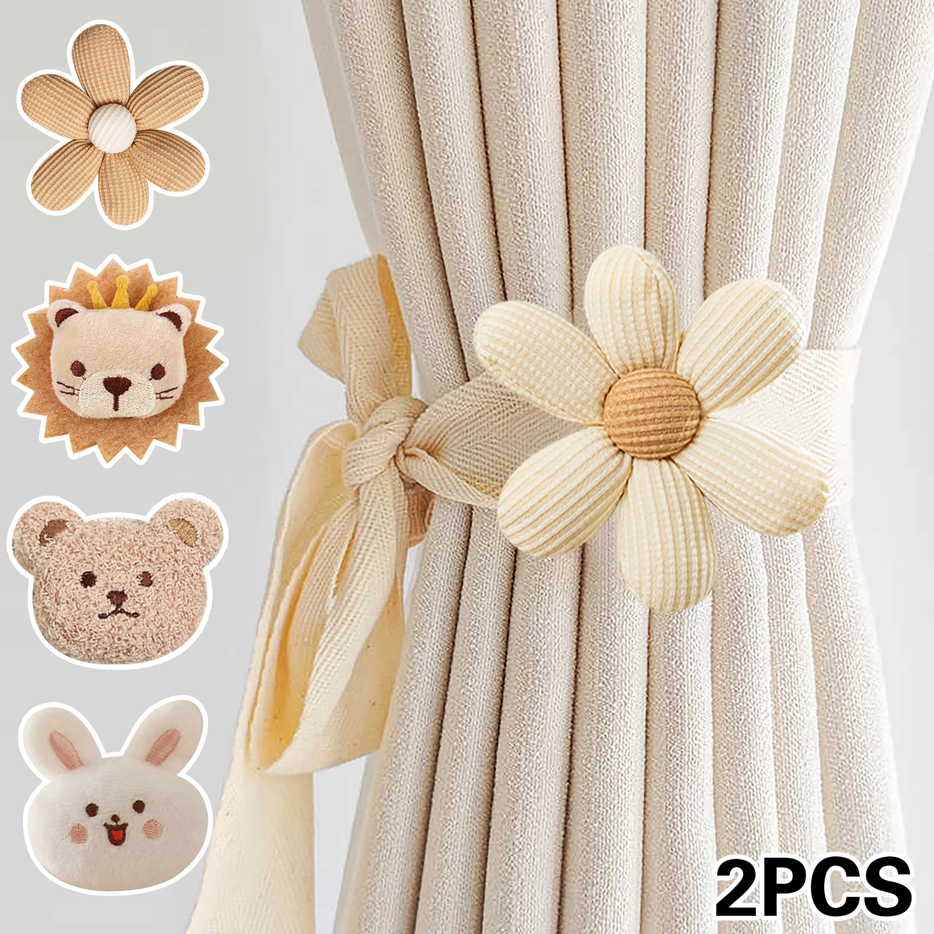 Tiranti per tende con animali dei cartoni animati da 2 pezzi, fissatore per tende con fiori e animali creativi cubici 3D, aggiungi una sensazione di caldo a tua casa