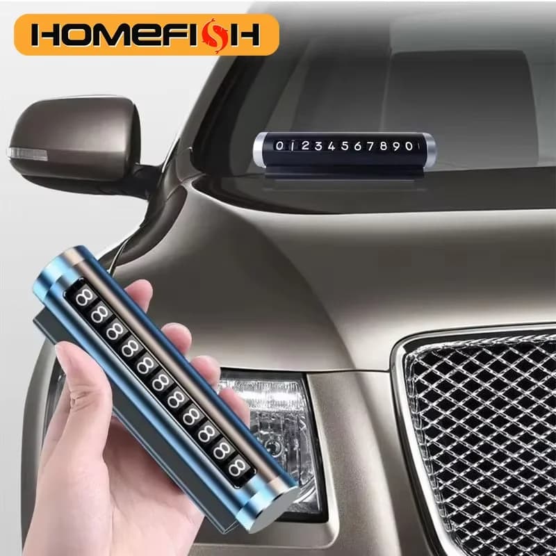 Universal Metal Rotating Plate for Car Parking, Aluminum Stickers with Phone Number, Car Accessories for Parking