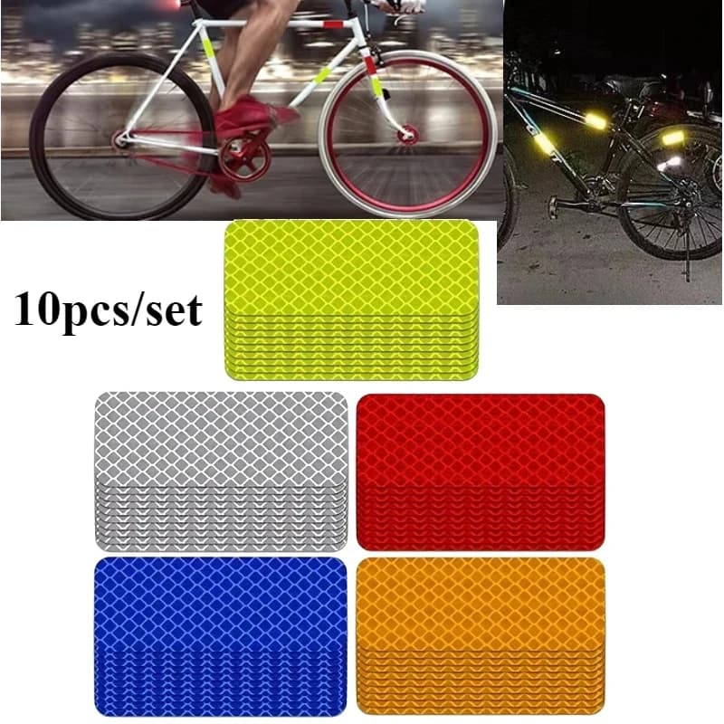 10/20/30pcs Bicycle Reflective Stickers Night Riding Safety Warning Strip Suitable For Bike Motorcycle Clothing Trailer Helmet