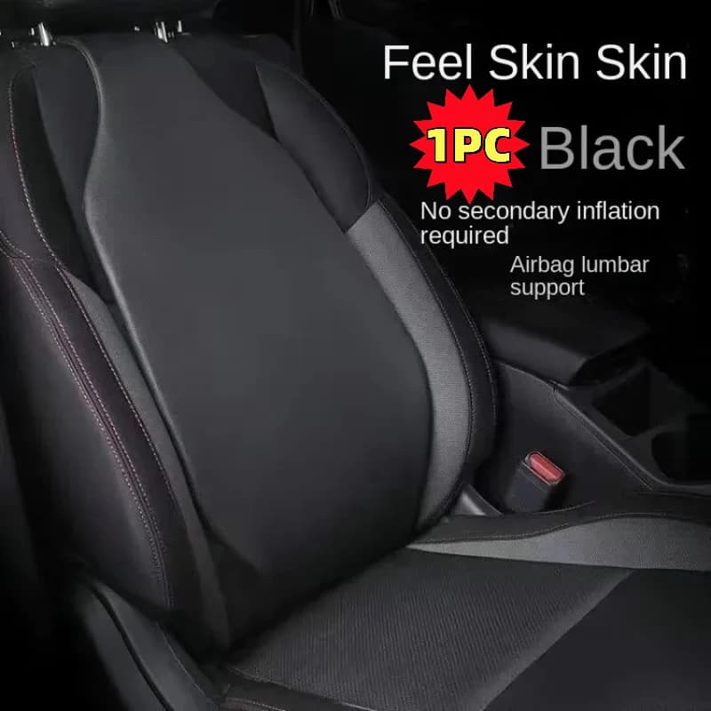 Cuscino di supporto lombare in pelle per auto - Cuscino per la schiena e la vita per la guida, supporto lombare universale per auto