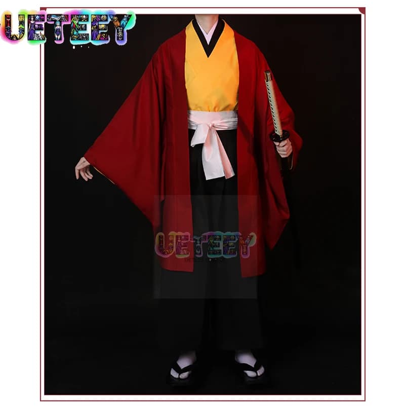 UETEEY Japanese Anime Figue Samurai Tsugikuni Yoriichi Cloak Coat Trousers Belt Men Halloween
