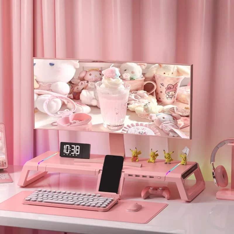 Support for Monitor for Hot Computer with Laptop Table Pink USB with Drawer Support for Multifunctional Tablet for Girls Height Adjustable