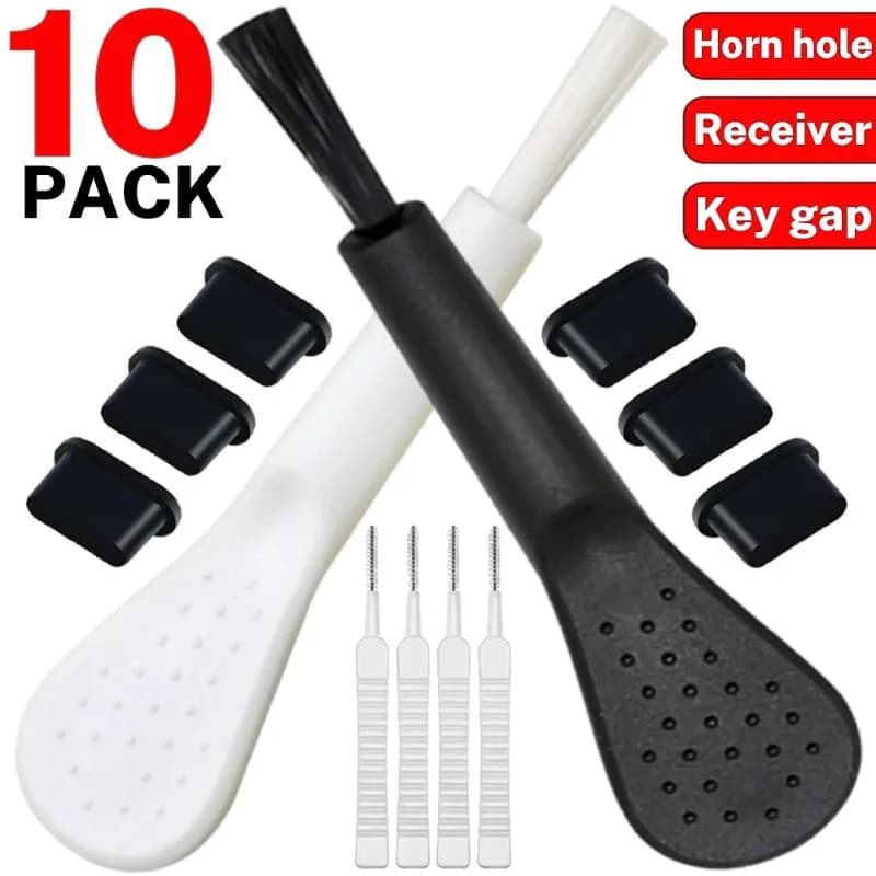 1-10PCS Porta di ricarica Tappo antipolvere con spazzola di pulizia per iPhone 16 15 14 13 Pro Max Plus Samsung Xiaomi iOS Tipo C Set di pulizia