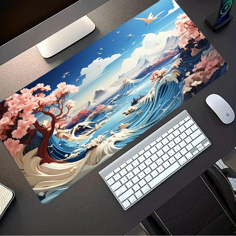 Tappetino per mouse con paesaggio costiero, tappetino per mouse per PC, accessori per computer, tappetino per mouse da gaming, tappetino per tastiera per laptop, tappetino grande da scrivania