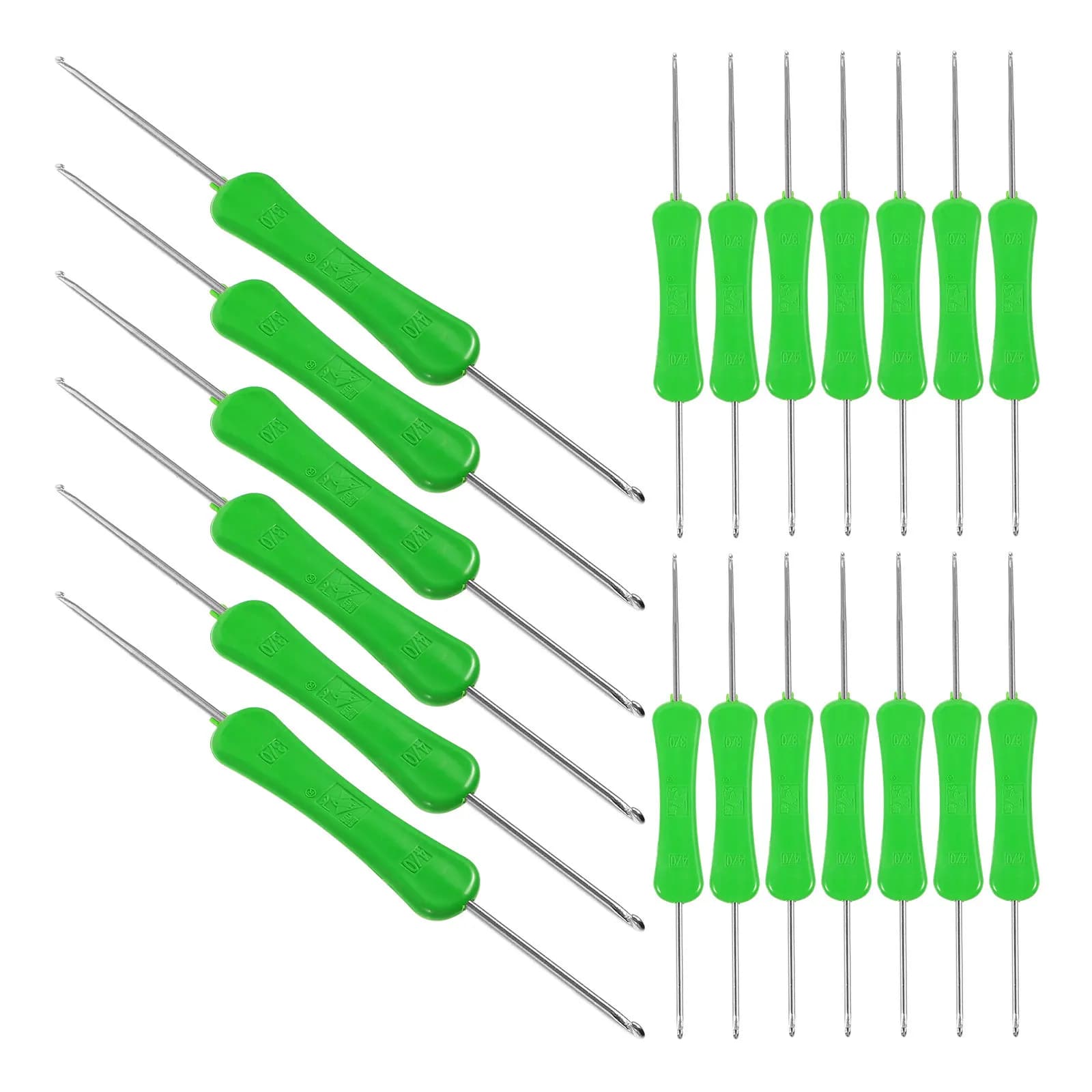 20Pcs Double End Crochet Hooks Stainless Steel Plastic Construction Lightweight Ergonomic Design Ideal for Knitting Shoes Hats