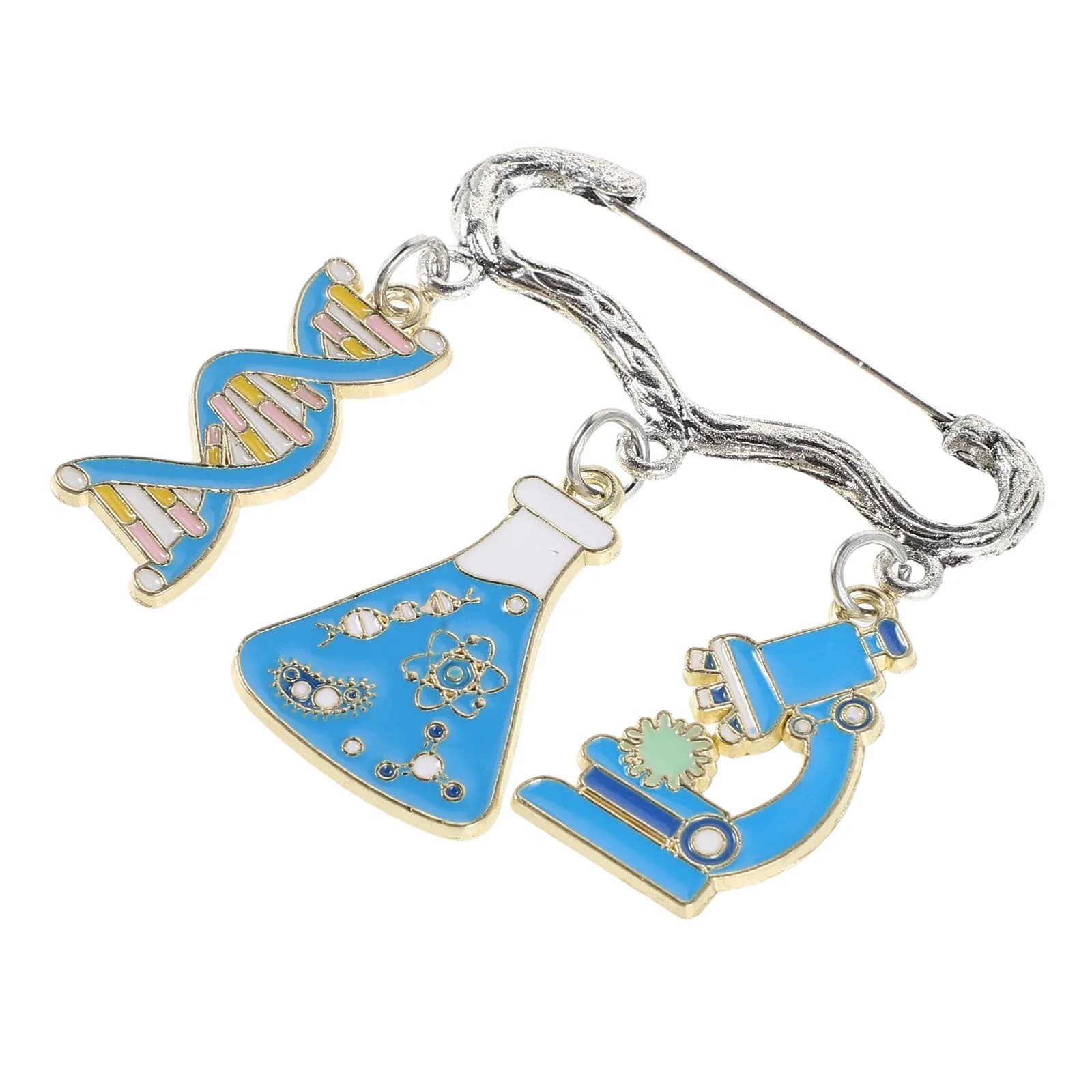Science Enamel Lapel Pin Set Microscope Dna Beaker Cartoon Laboratory Brooch for Adults Back to School Chemistry Party Caps
