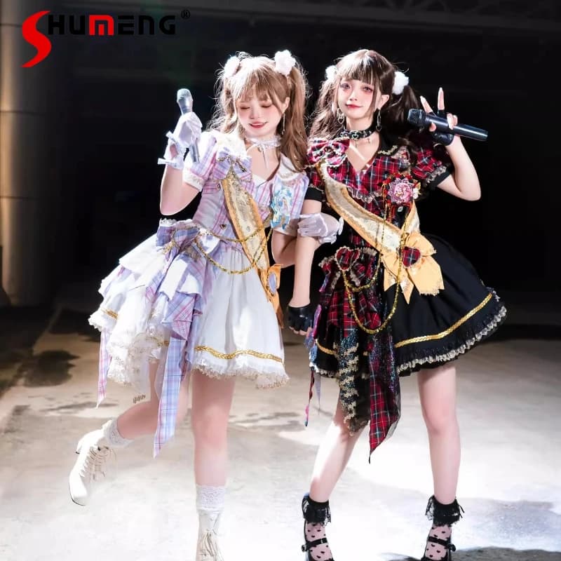 Complete with show top and miniskirt, set two pieces, costume cosplay Japanese stage lolita for female idol