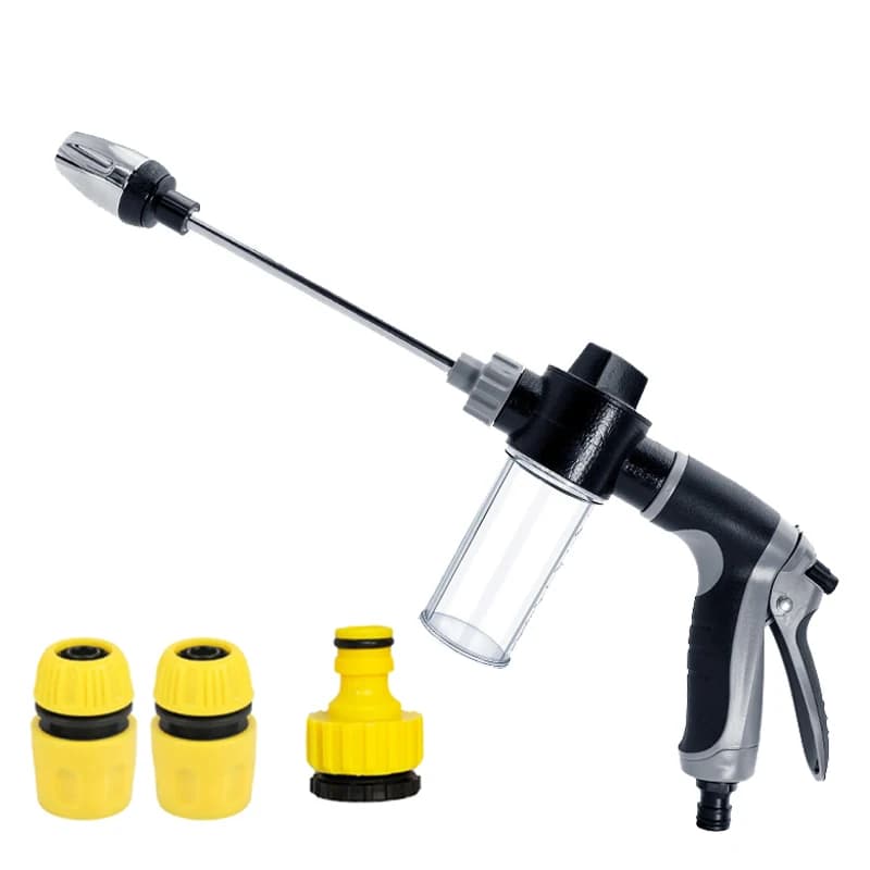 Pistola schiumogena per lavaggio auto ad alta pressione con manico lungo - Ugello regolabile per pulizia, irrigazione e gonfiaggio pneumatici, irrigazione del giardino