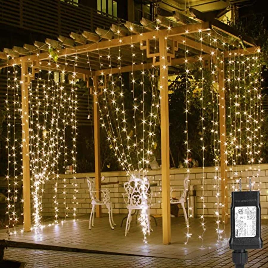 594 luci a LED a tenda, 20 x 10 piedi, luci a stringa fatate da appendere con spina, luci scintillanti per sfondo di matrimoni e feste, luci per parete