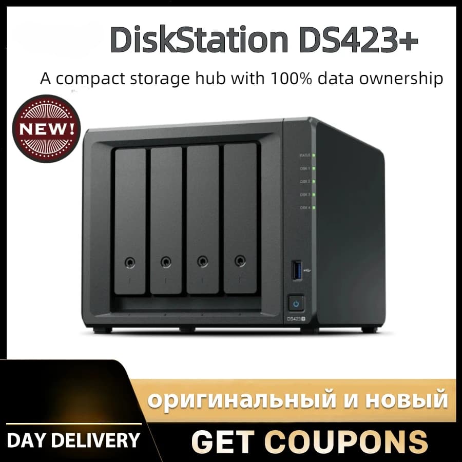 DS423+ DS423 PLUS NAS DiskStation a 4 alloggiamenti Server di archiviazione cloud di rete DDR4 da 2 GB