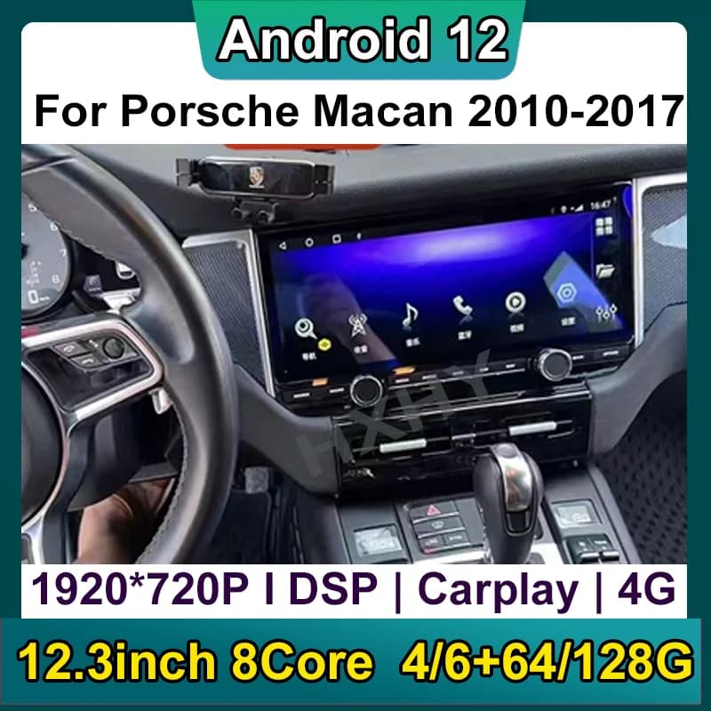 Nuovo lettore DVD per auto Android 12 da 12,3 pollici per Porsche Macan 2010-2017 8Core 6 + 128GB BT Navigazione DSP Multimedia GPS Autoradio