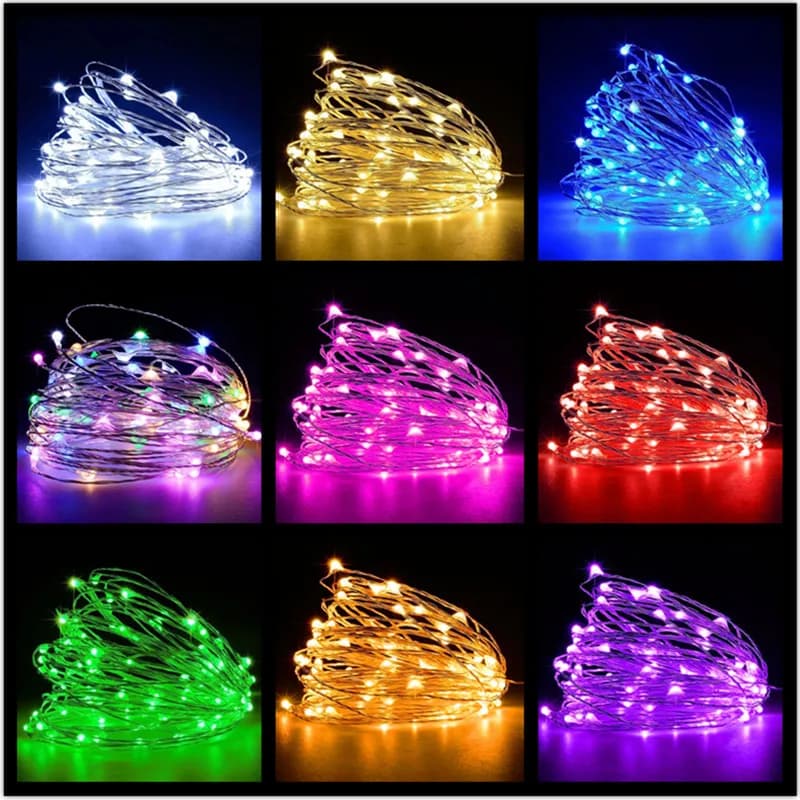 Luci a Stringa LED 8 Colori, Luci Fatate a Filo di Rame Alimentate a Batteria per Matrimoni, Feste, Decorazioni Natalizie, Ghirlande per Giardino