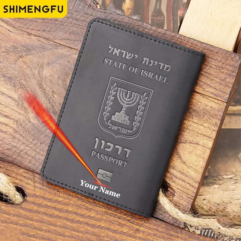 Nome inciso Copertina per passaporto Israele in pelle con nome personale Portafoglio da viaggio Porta passaporto Israele Nome personalizzato