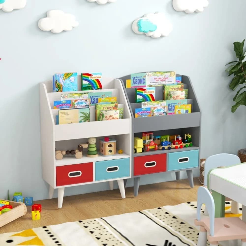 Organizzatore per Giocattoli a 3 Ripiani, Libreria per Bambini, Scaffale per Libri e Giocattoli per Bambini Piccoli