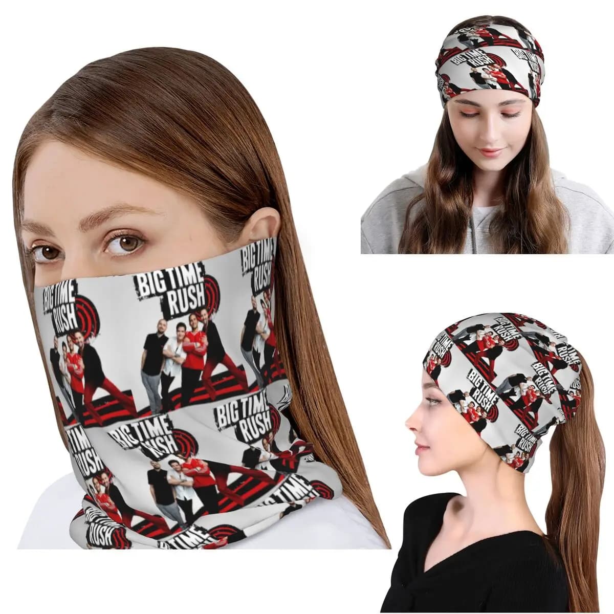 Big Time Rush BTR Band Music Bandana Neck Cover Magic Scarf Multi-use Face Mask Beanies Hat Unisex Adult Winter