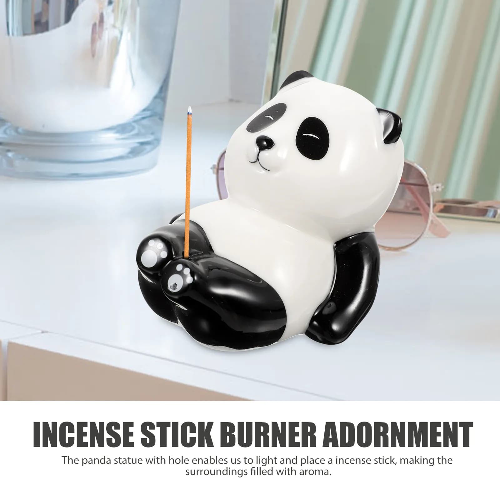 Porta Incenso Panda in Ceramica, Supporto Creativo e Chic per Bastoncini d'Incenso, Decorazione per Casa, Ufficio, Studio, Camera da Letto, Yoga e Meditazione