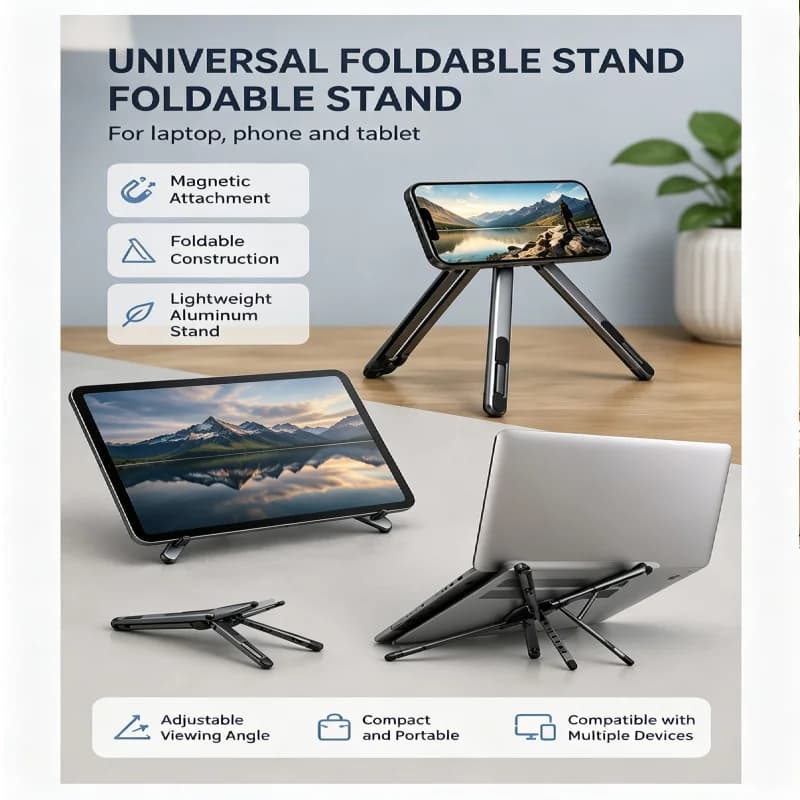 Foldable Magnetic Laptop Table Stand Notebook Support Portable Adjustable Stand Heat Dissipation Holder for Smart Mobile Phone