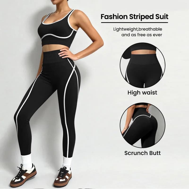 New European Vest And Butt-lifting Pants Yoga Set, Quick-dry Color-blocking Sports Suit, Casual Running Sets