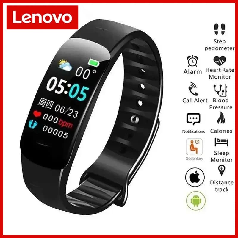 Lenovo Smart Watch C1 Plus Schermo a colori Bluetooth Conteggio passi Braccialetto sportivo Fitness Tracker Frequenza cardiaca Pressione sanguigna Sonno