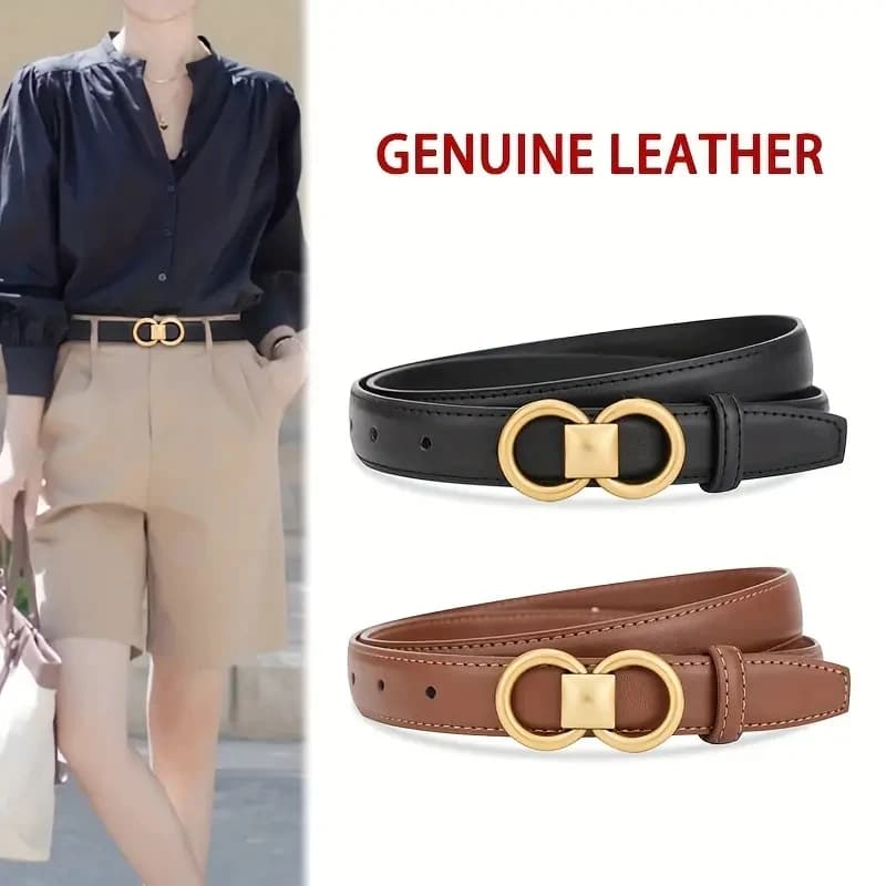 Cintura in vera pelle di vacchetta da donna Nuova cintura decorativa versatile per abiti Cinture jeans alla moda nere alla moda da donna
